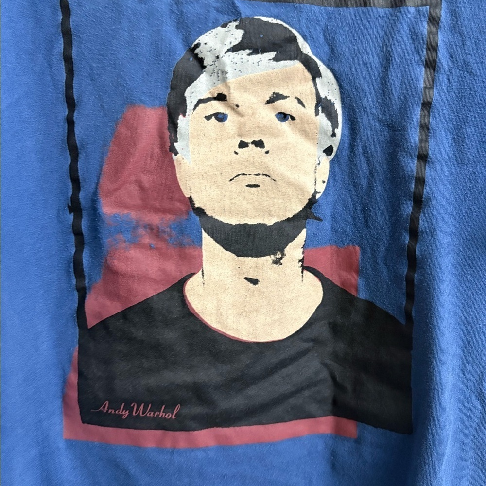 SPRZ NY Uniqlo X Andy Warhol portrait graphic blue short sleeve tee size medium - Picture 2 of 4